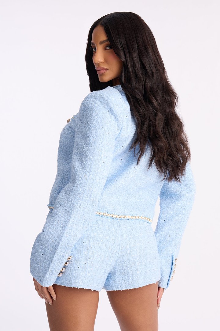 Sophia Tweed Short Set - Light Blue