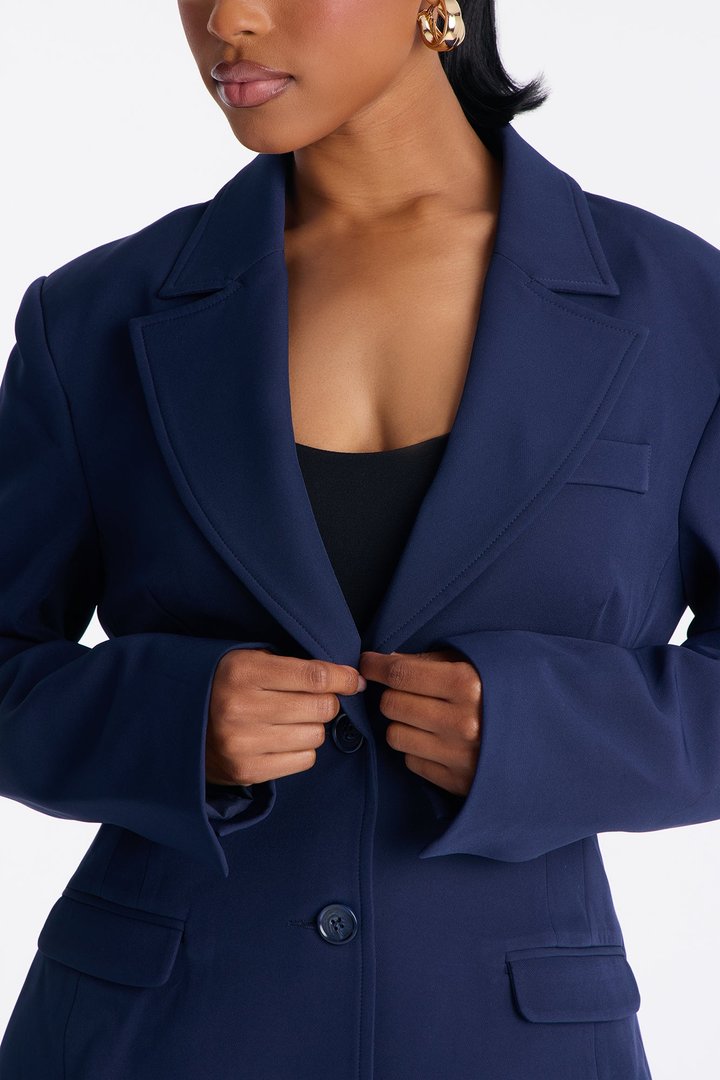 Kendall Hourglass Fitted Blazer - Navy