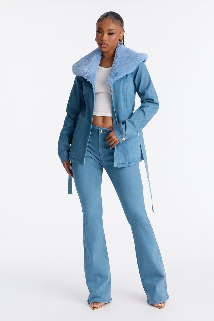 Annecy Coated Denim Flare Jeans - Teal