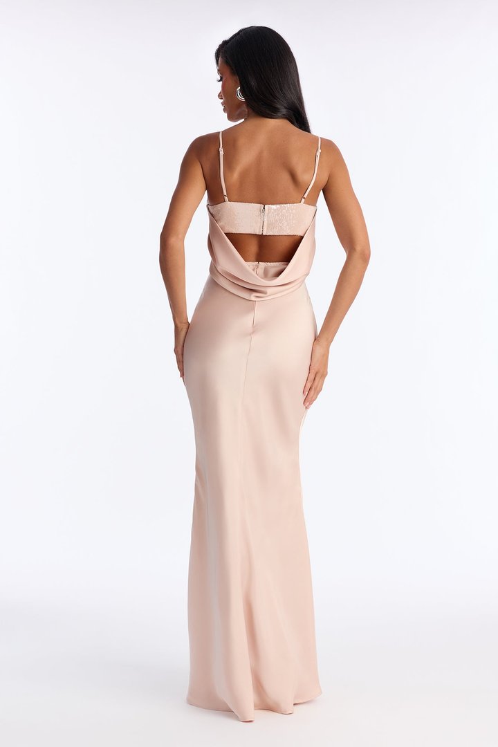 Tailored Grace Sequin Satin Gown - Blush