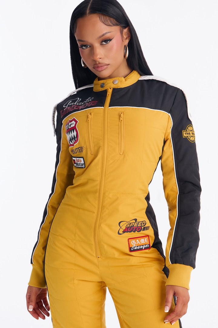 Fast Times Graphic Jogger Jumpsuit - Yellow
