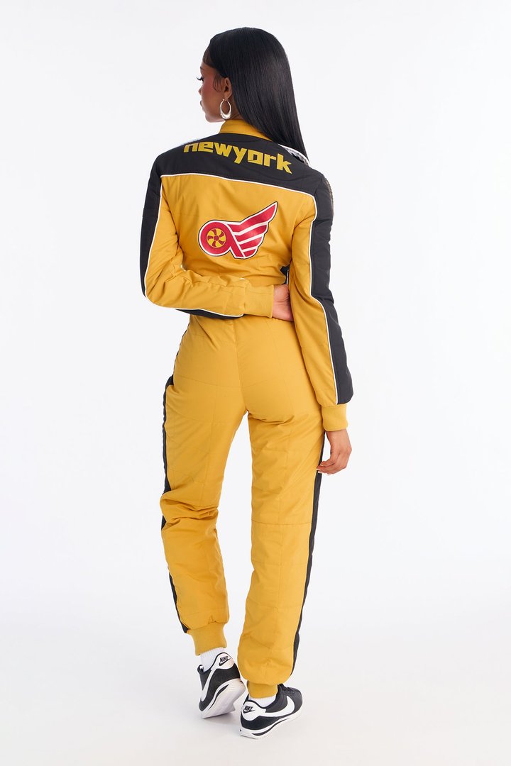 Fast Times Graphic Jogger Jumpsuit - Yellow