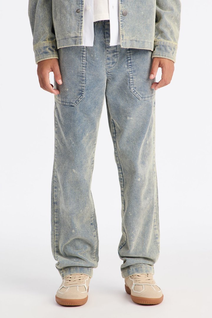 Mini Straight Chi Town Corduroy Pant - Distressed Blue Wash
