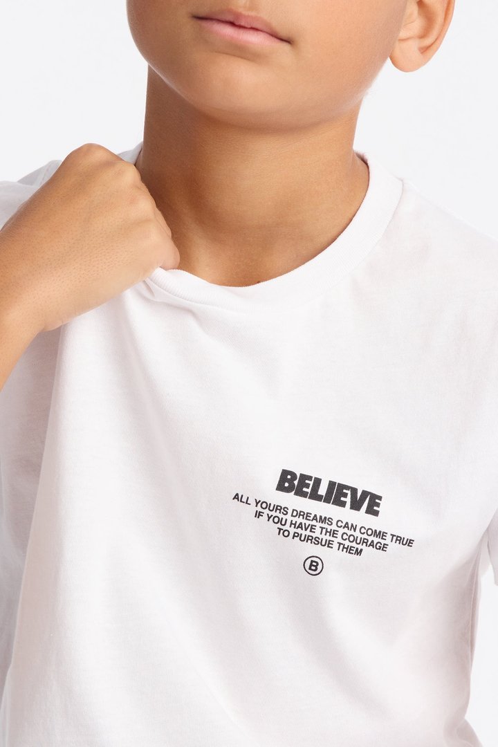 Mini Just A Kid With A Dream Short Sleeve Tee - White