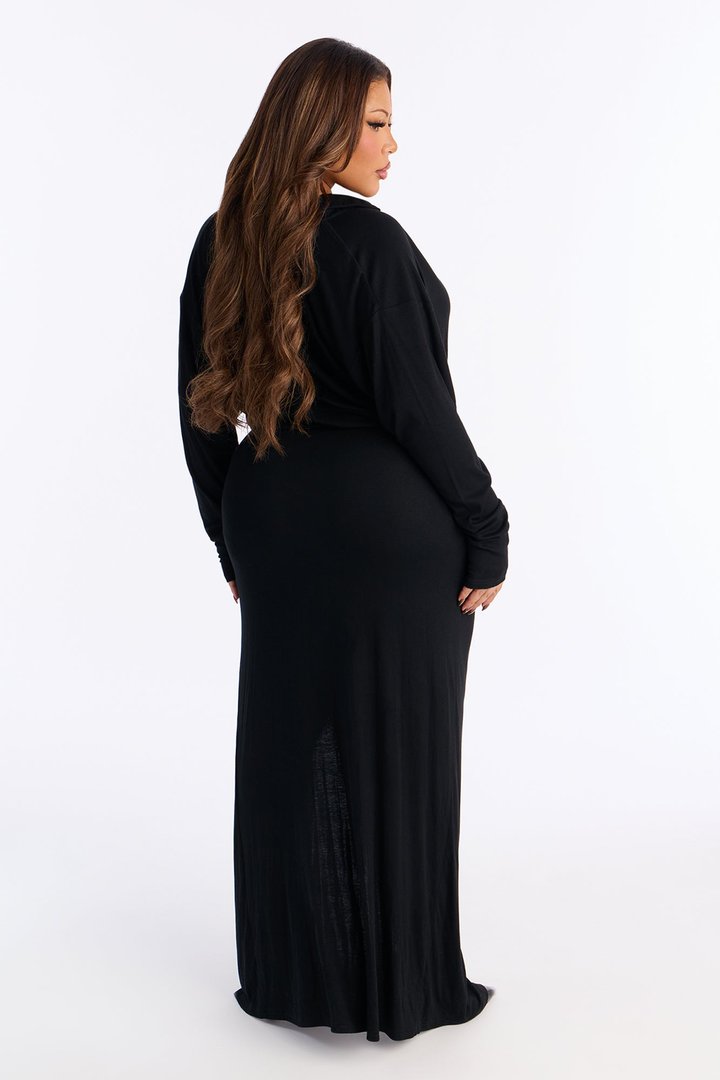 Make It Right Cowl Neck Maxi Dress - Black
