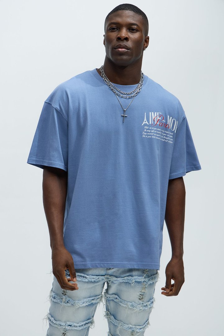 Aime Forever Oversized Short Sleeve Tee - Slate Blue