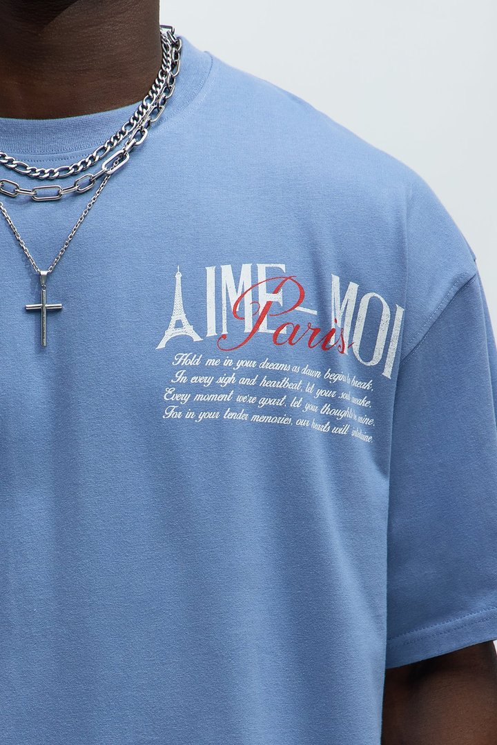 Aime Forever Oversized Short Sleeve Tee - Slate Blue