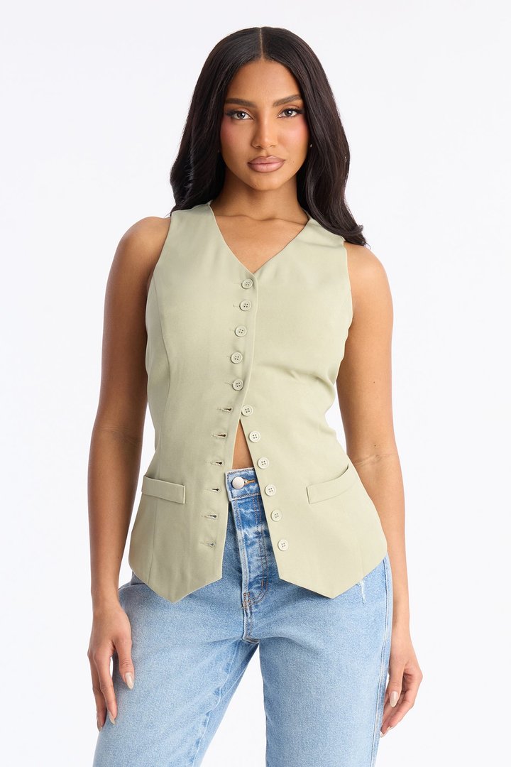 Brooklyn Babe Vest Top - Sage