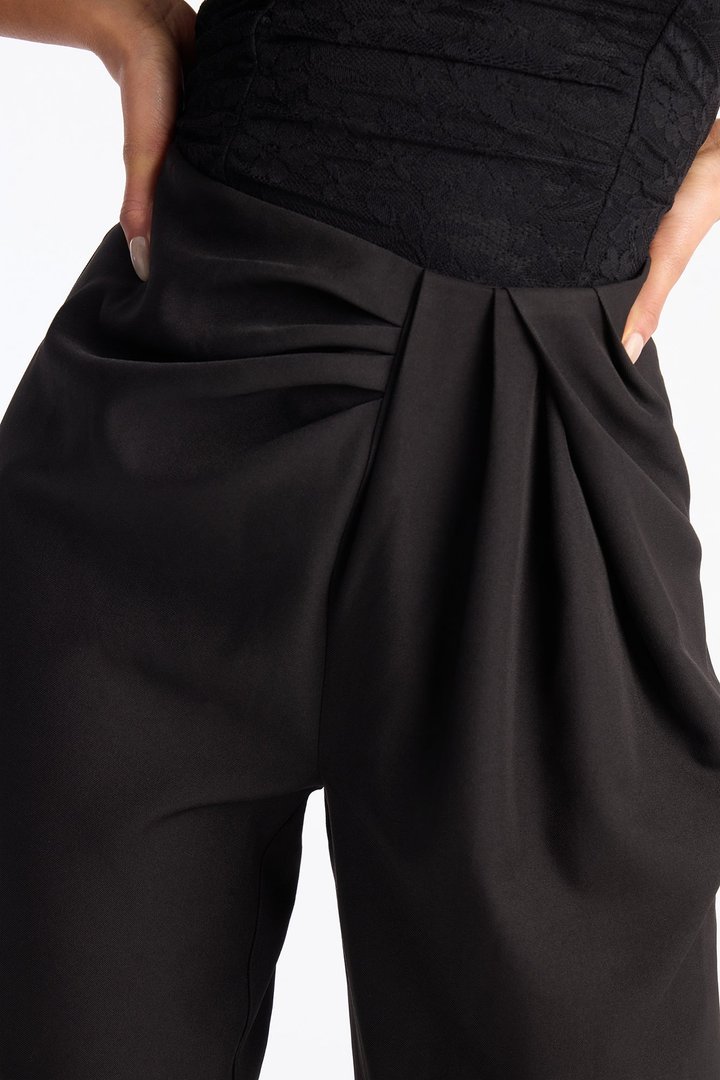 Lilith High Rise Pleated Wide Leg Pant 33″ - Black