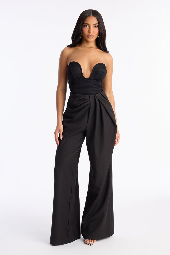 Lilith High Rise Pleated Wide Leg Pant 33″ - Black
