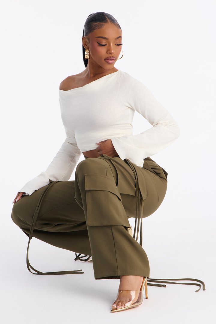 Morgan V Waist Cargo Pants 33 - Military Green