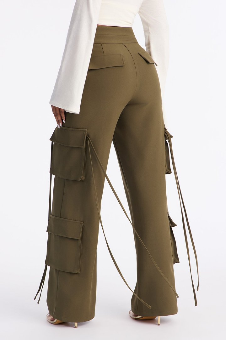 Morgan V Waist Cargo Pants 33 - Military Green