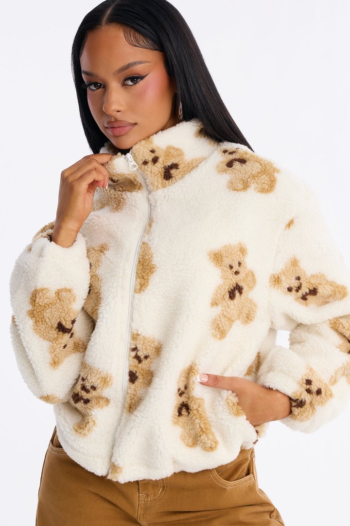 Cozy Cub Sherpa Bomber Jacket - Ivory/combo