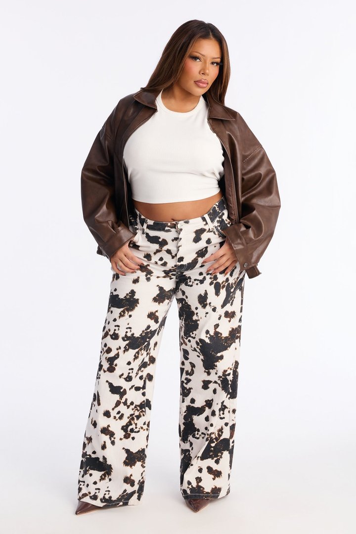One Trick Pony Twill Rigid Wide Leg Pant 33 - Brown/combo