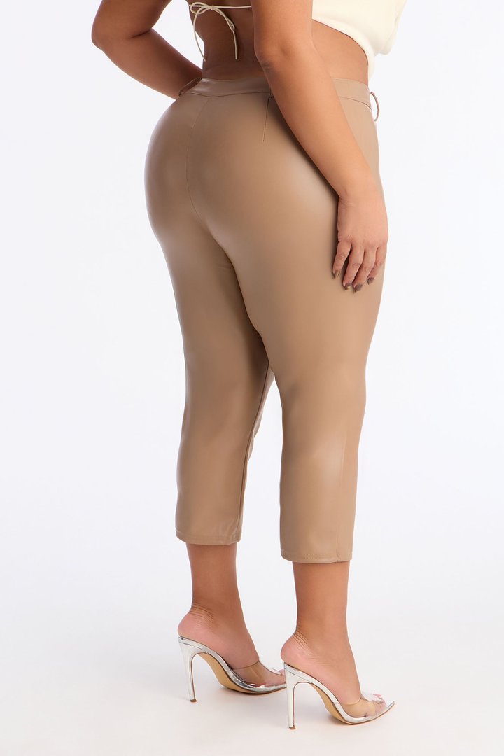 Marinna Faux Leather Capri Pant - Taupe