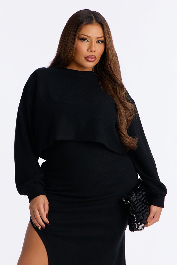 Cloud Nine Midi Dress Set - Black