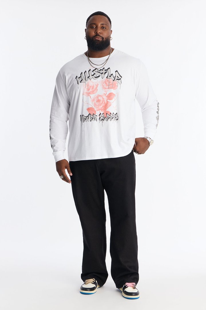 Hustle And Dream Long Sleeve Tee - White