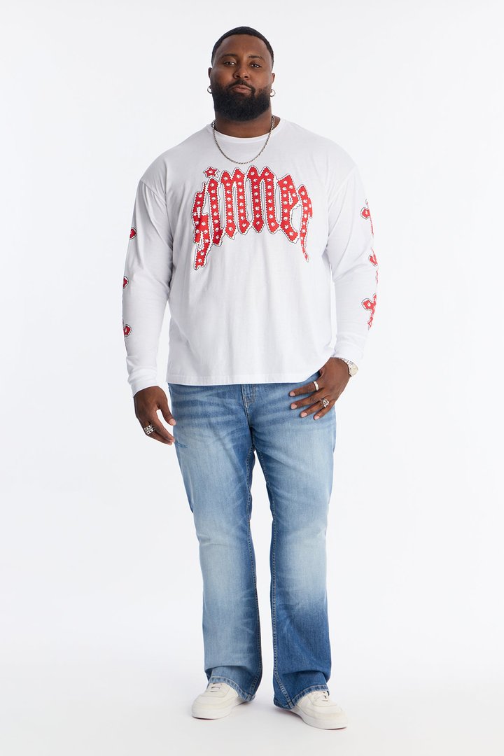 Sinner Star Long Sleeve Tee - White