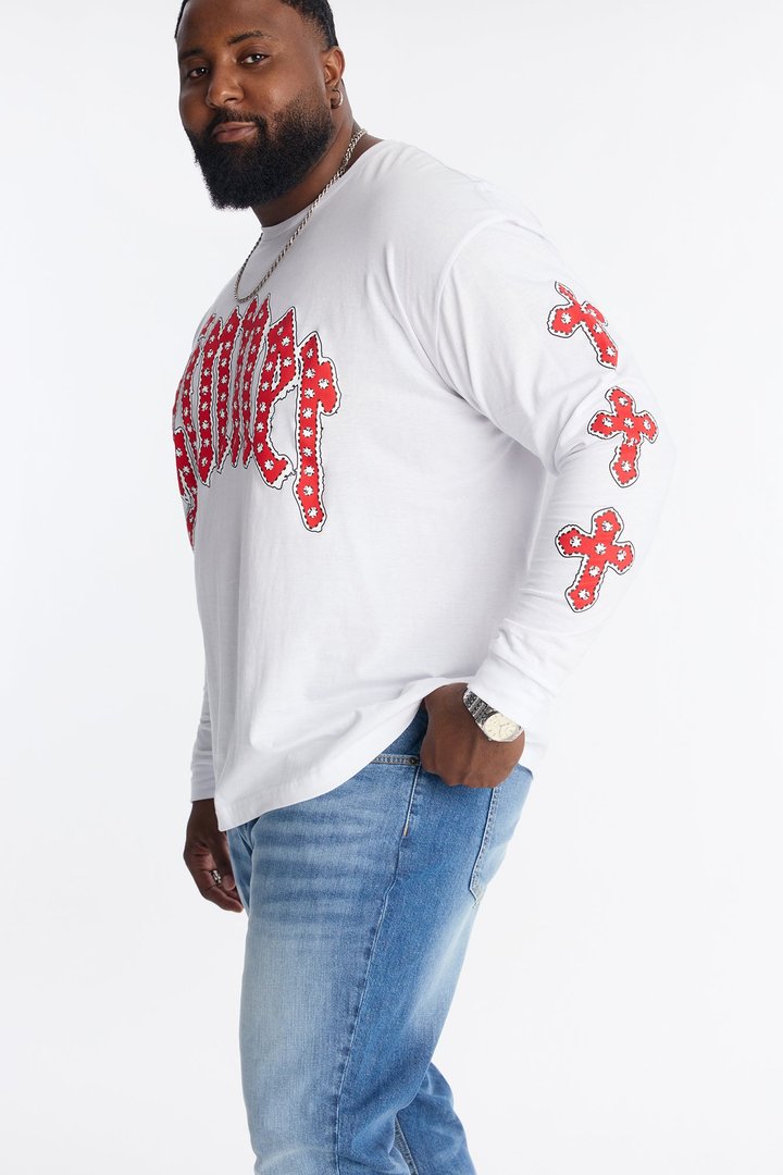 Sinner Star Long Sleeve Tee - White