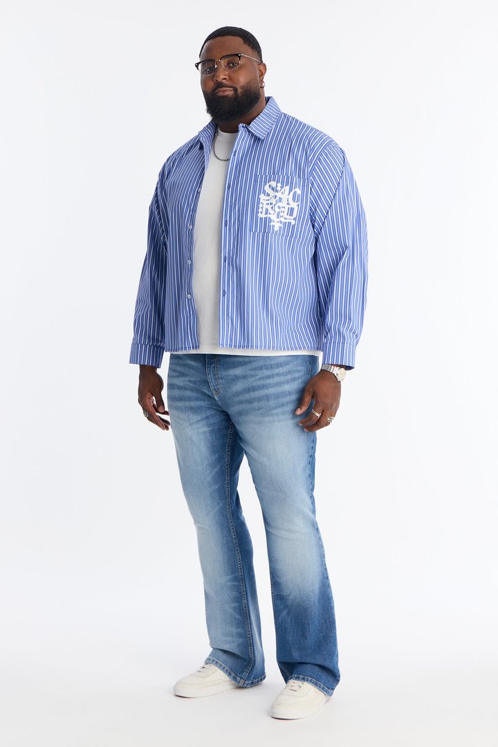 Santos Striped Button Up Shirt - Blue/combo