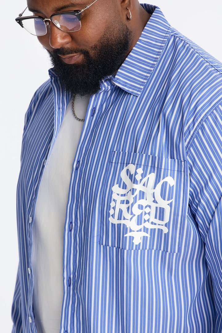 Santos Striped Button Up Shirt - Blue/combo