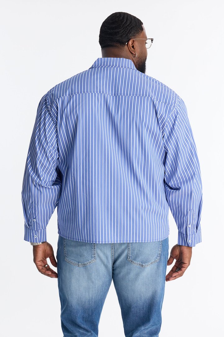Santos Striped Button Up Shirt - Blue/combo