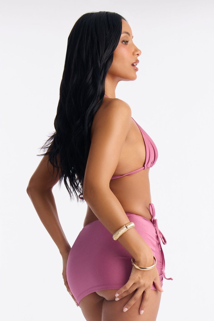 Teresa Sun Hardware 3 Piece Bikini Skirt Set - Purple