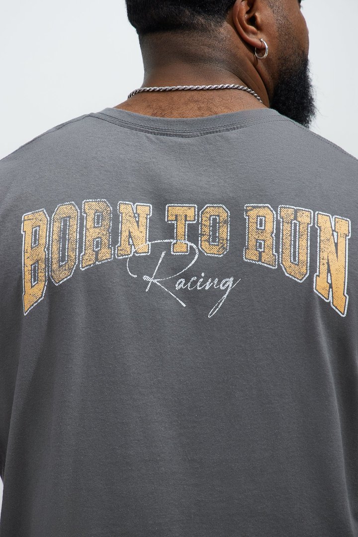Born To Run Short Sleeve Cropped Tee - Charcoal