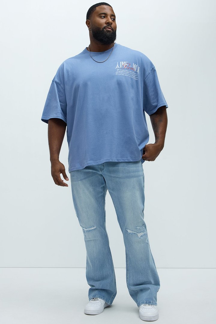 Aime Forever Oversized Short Sleeve Tee - Slate Blue