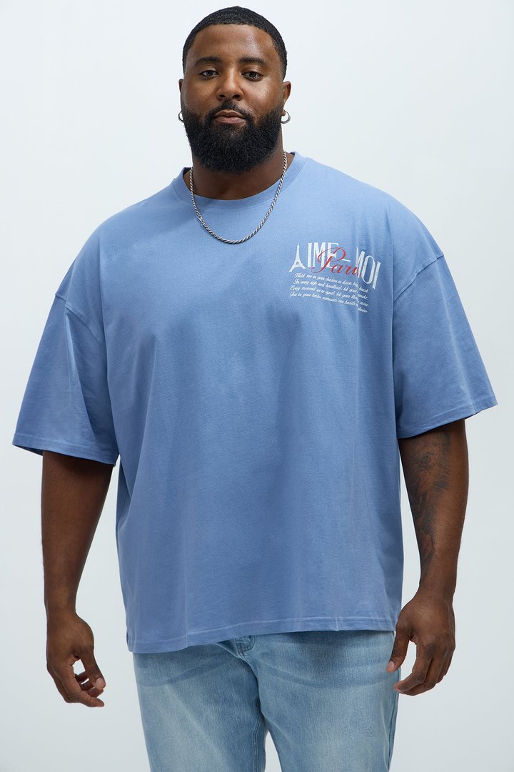 Aime Forever Oversized Short Sleeve Tee - Slate Blue