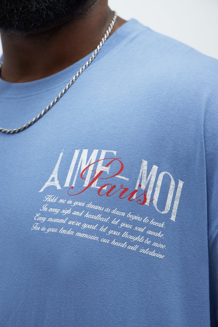 Aime Forever Oversized Short Sleeve Tee - Slate Blue