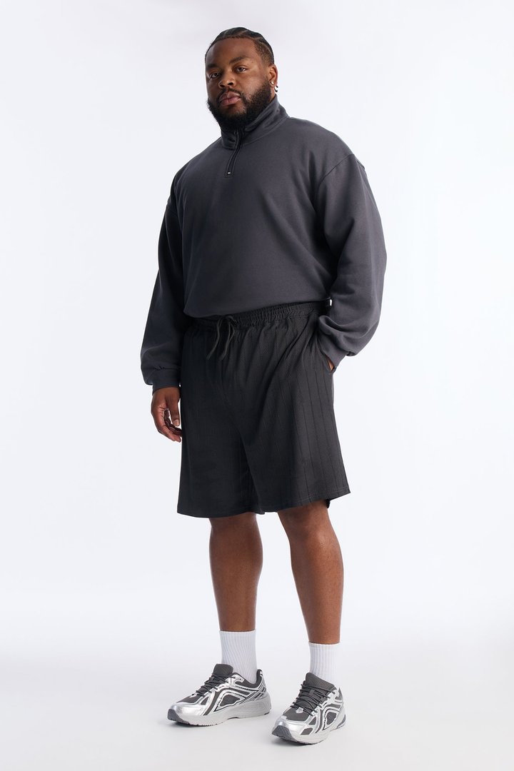 Striped Heritage Jacquard Short - Charcoal