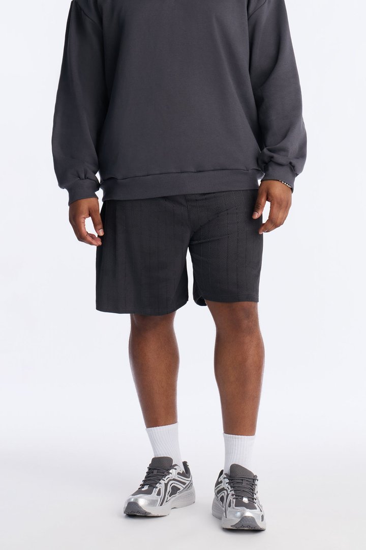 Striped Heritage Jacquard Short - Charcoal
