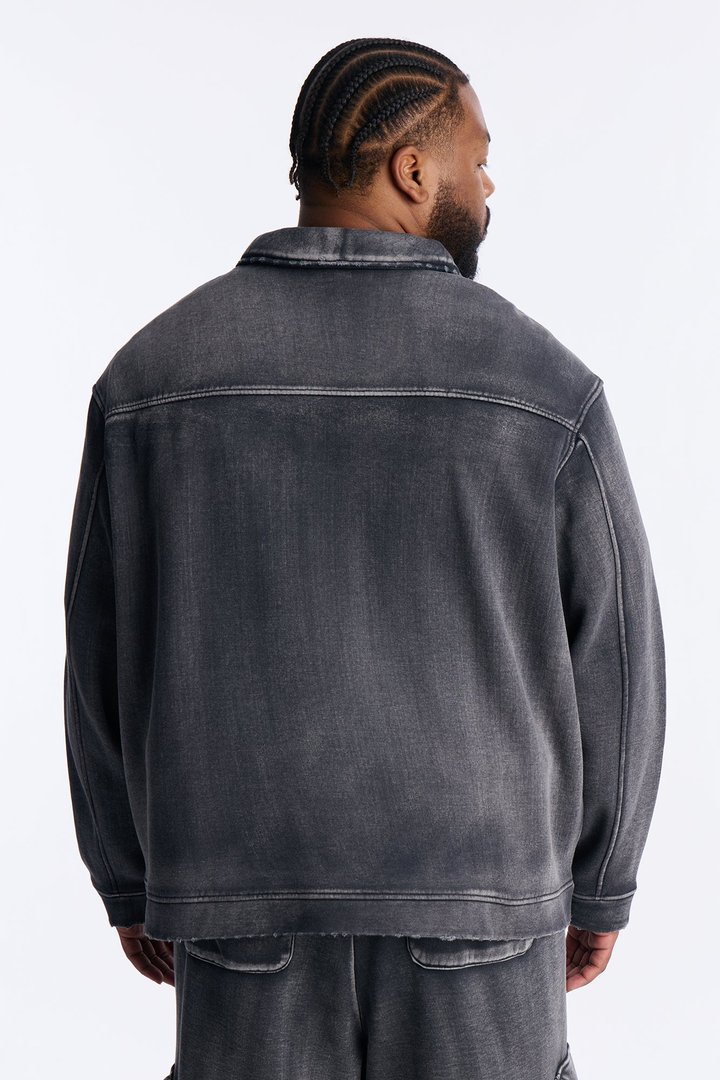 Heavy Wash Relaxed Fleece Jacket - Black Wash