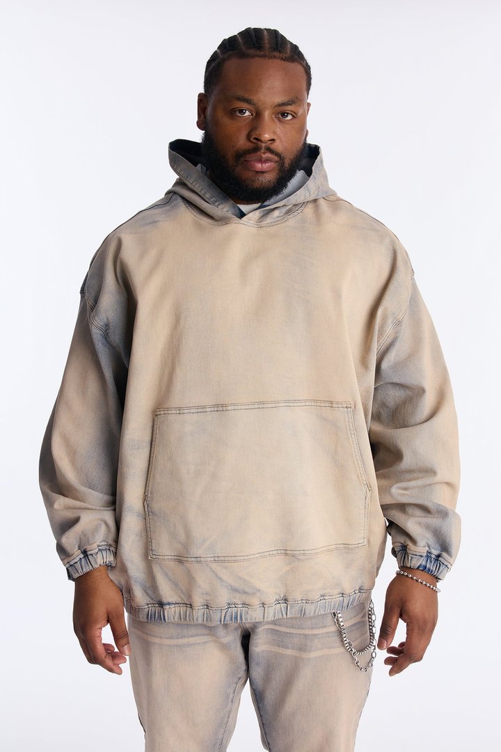 Sun Damage Nova Stretch Pull Over Denim Jacket - Vintage Wash