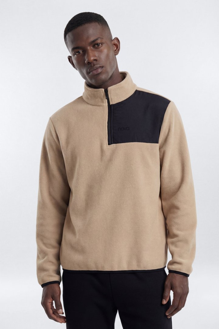 Nova Polar Fleece Quarter Zip Jacket - Taupe/combo