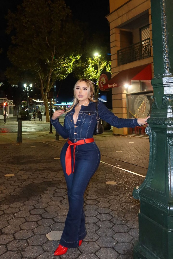 Day Dreaming Long Sleeve Denim Jumpsuit - Dark Denim