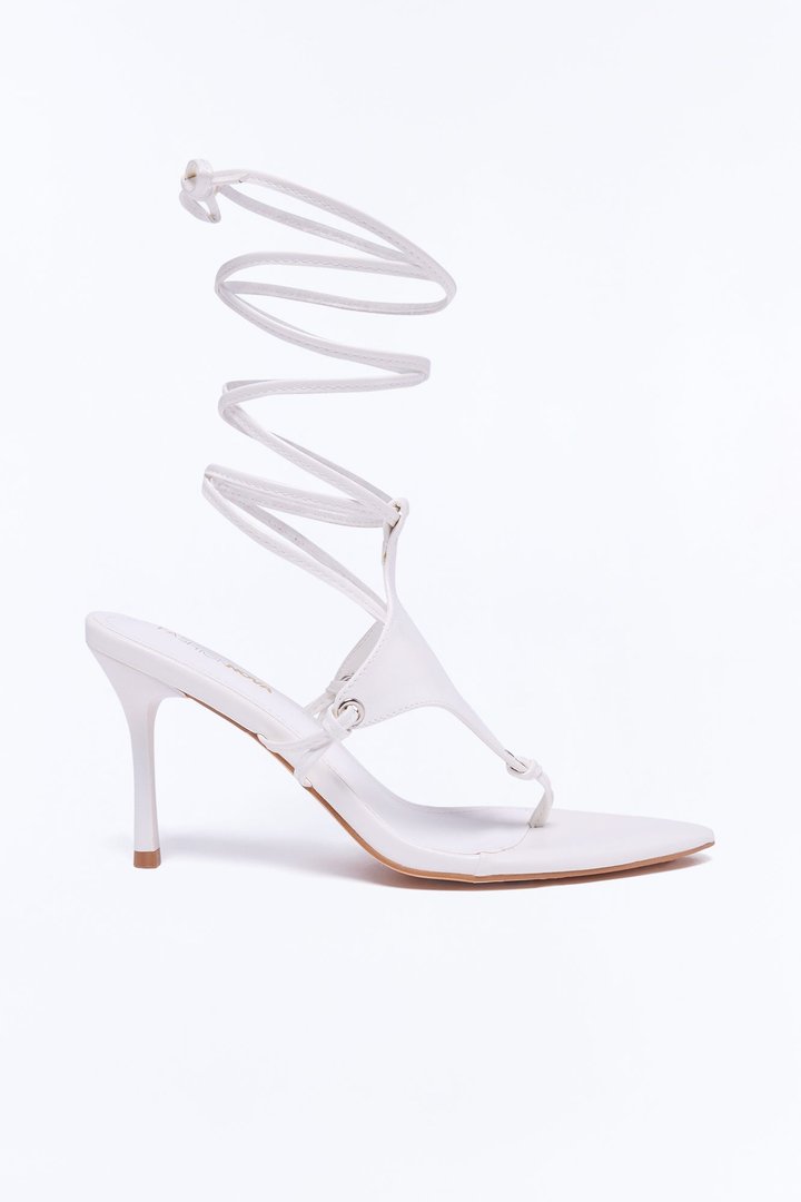 Moxie Wrap Up Stiletto Heels - White