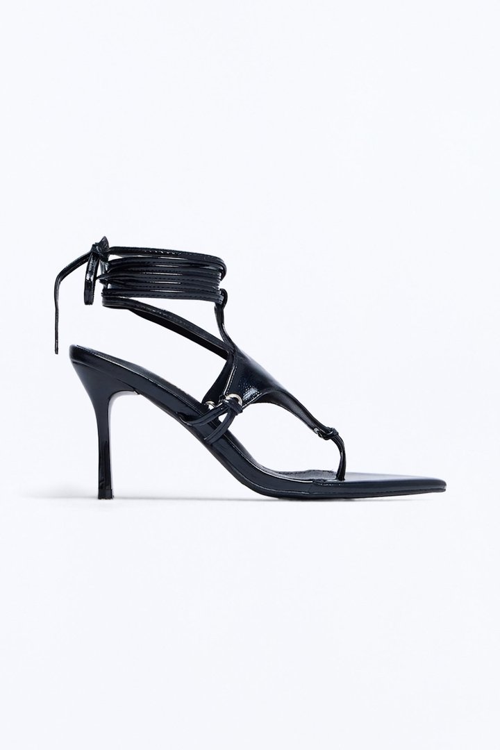 Moxie Wrap Up Stiletto Heels - Black