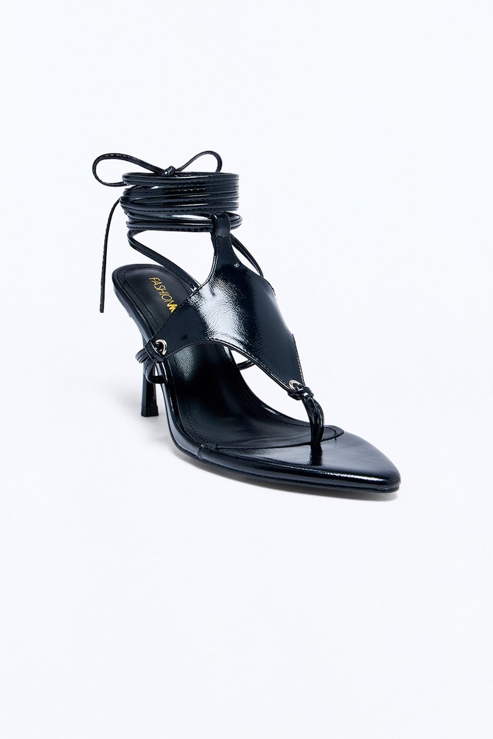Moxie Wrap Up Stiletto Heels - Black