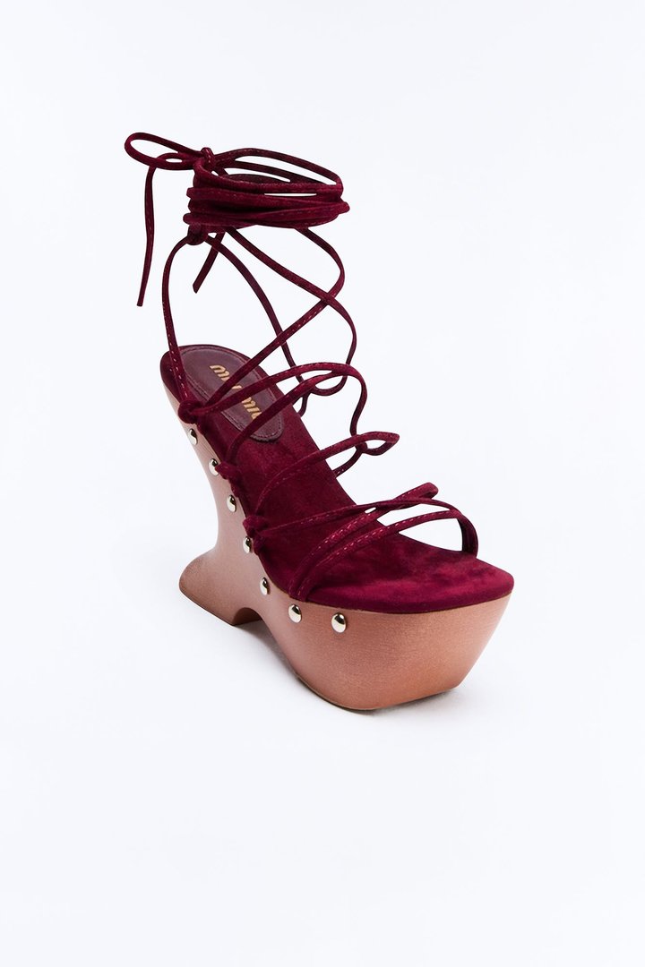 Missed Call Novelty Wrap Up Wedges - Burgundy