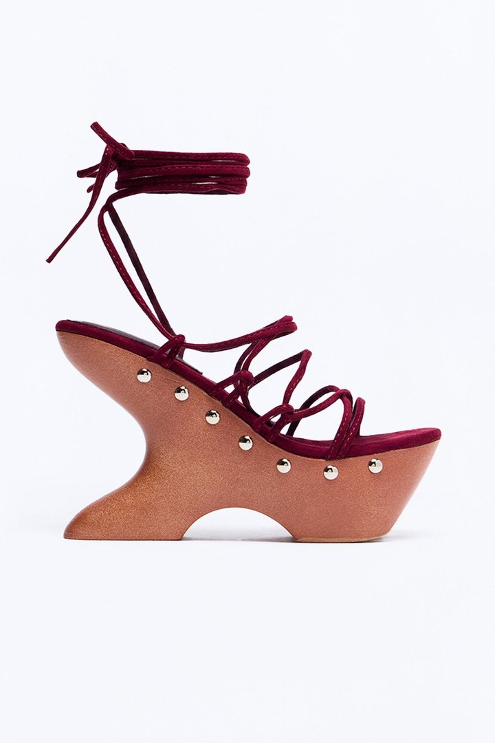 Missed Call Novelty Wrap Up Wedges - Burgundy