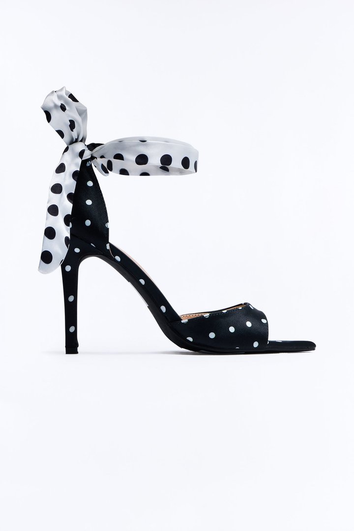 Lunetta Satin Polka Dot Heels - Black/White