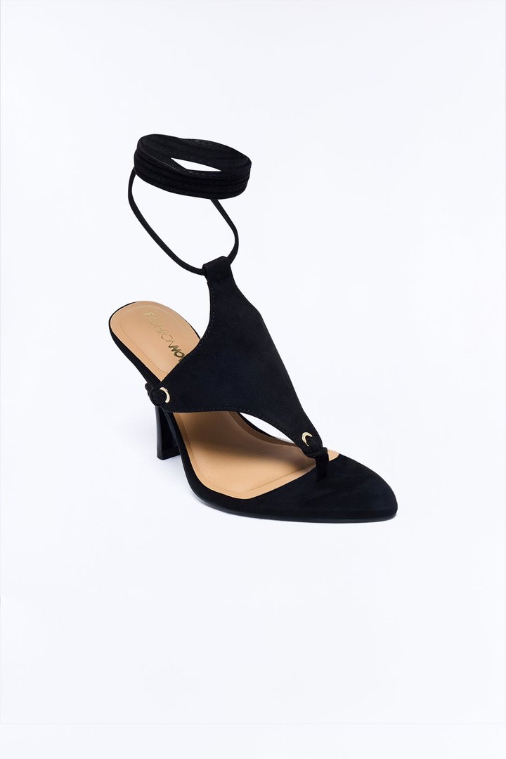 Late Night Energy Suede Wrap Up Heels - Black