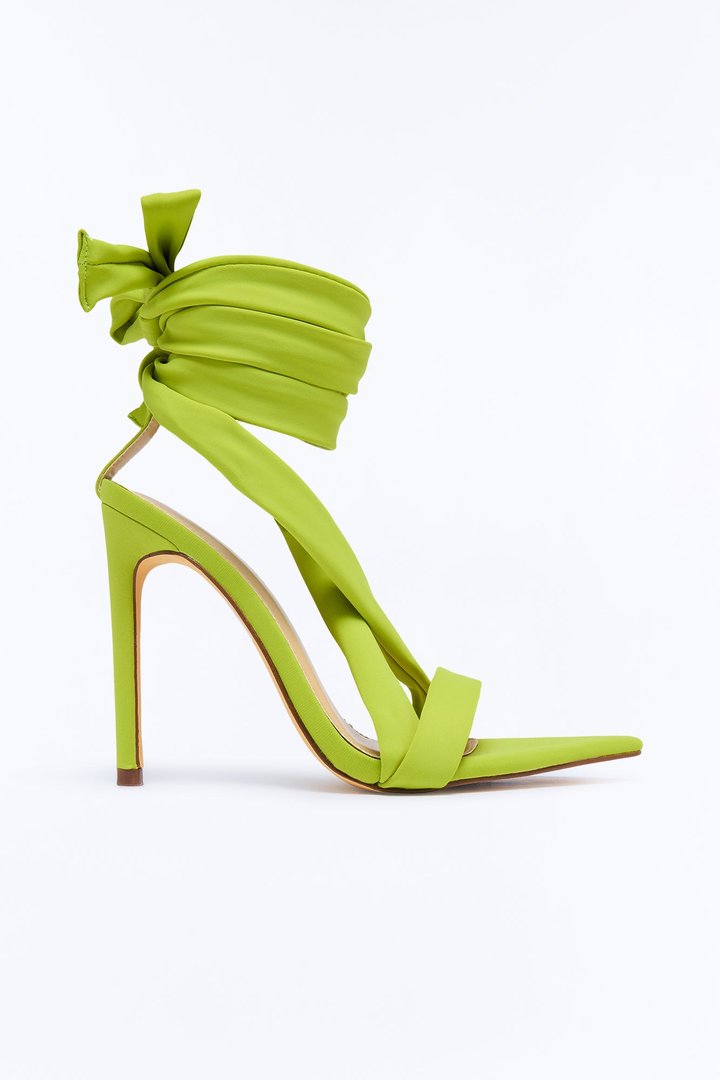 Dalia Pointed Toe Wrap Up Heels - Neon Green