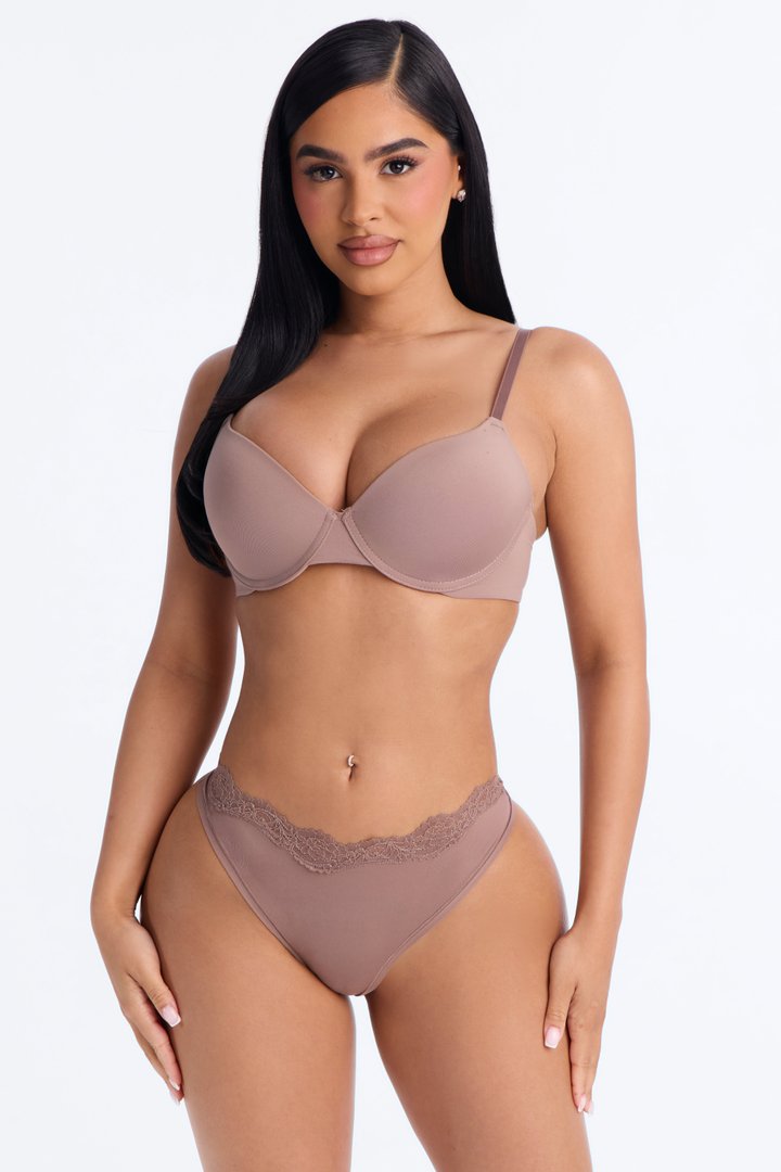 She's All That Lace Trim Thong Panty - Beige