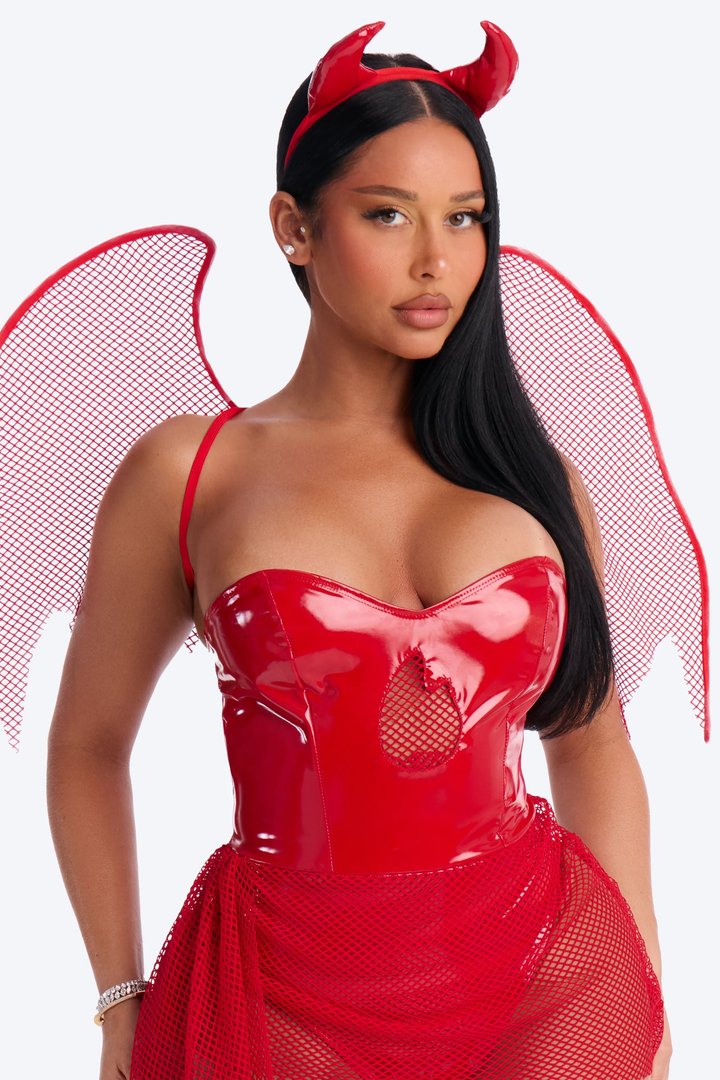 Sin In Shine 3 Piece Costume Set - Red