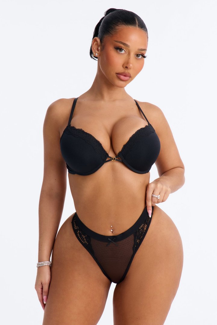 Nothing Basic Dotted Mesh Thong - Black