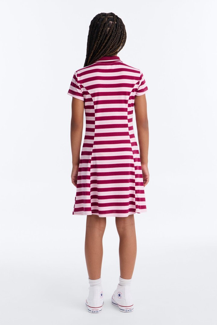 Mini Brand New Day Polo Dress - Burgundy/combo
