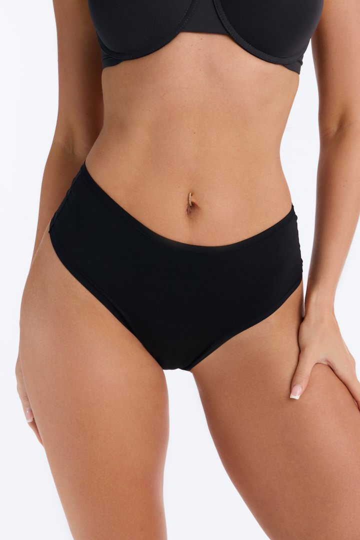 Flexible Fit Comfort Stretch High Waist Thong - Black